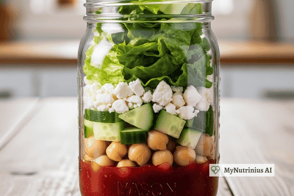 Mason Jar Greek Salad with Chickpeas